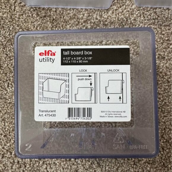 NWT Container Store Elfa Utility Tall Pegboard Translucent Boxes - Picture 3 of 5